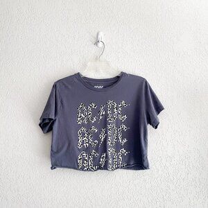 🦋 ACDC Rock Band Graphic Tee Crop Top Medium Leopard